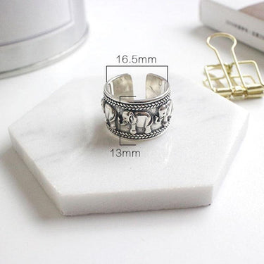 THAI SILVER Indian Elephant 'STABILITY' Ring